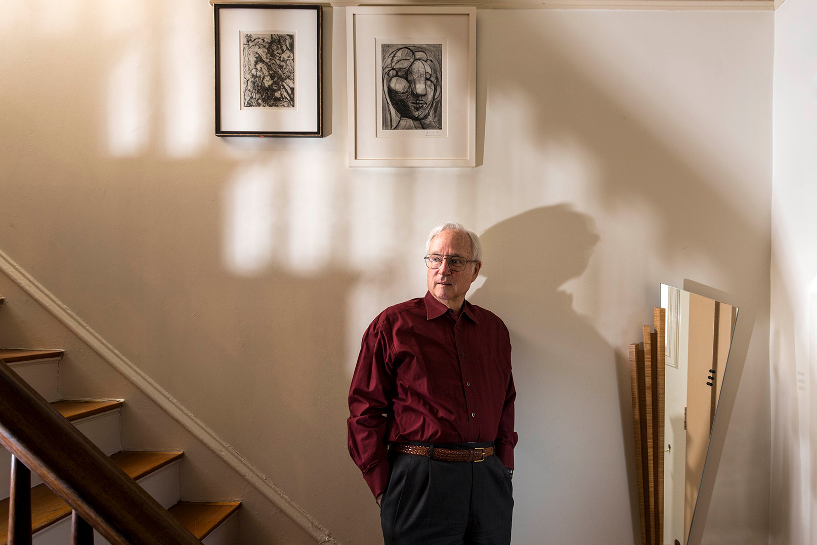 Buter Lapson standing in a stairwell.