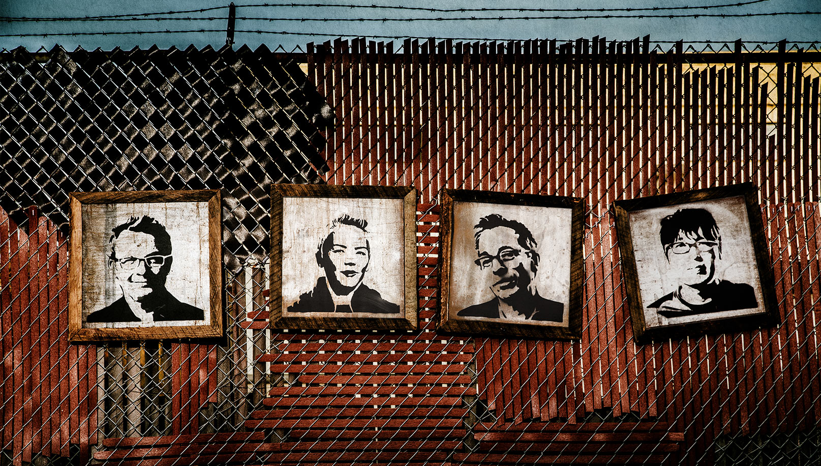 All four designers stenciled on box lids