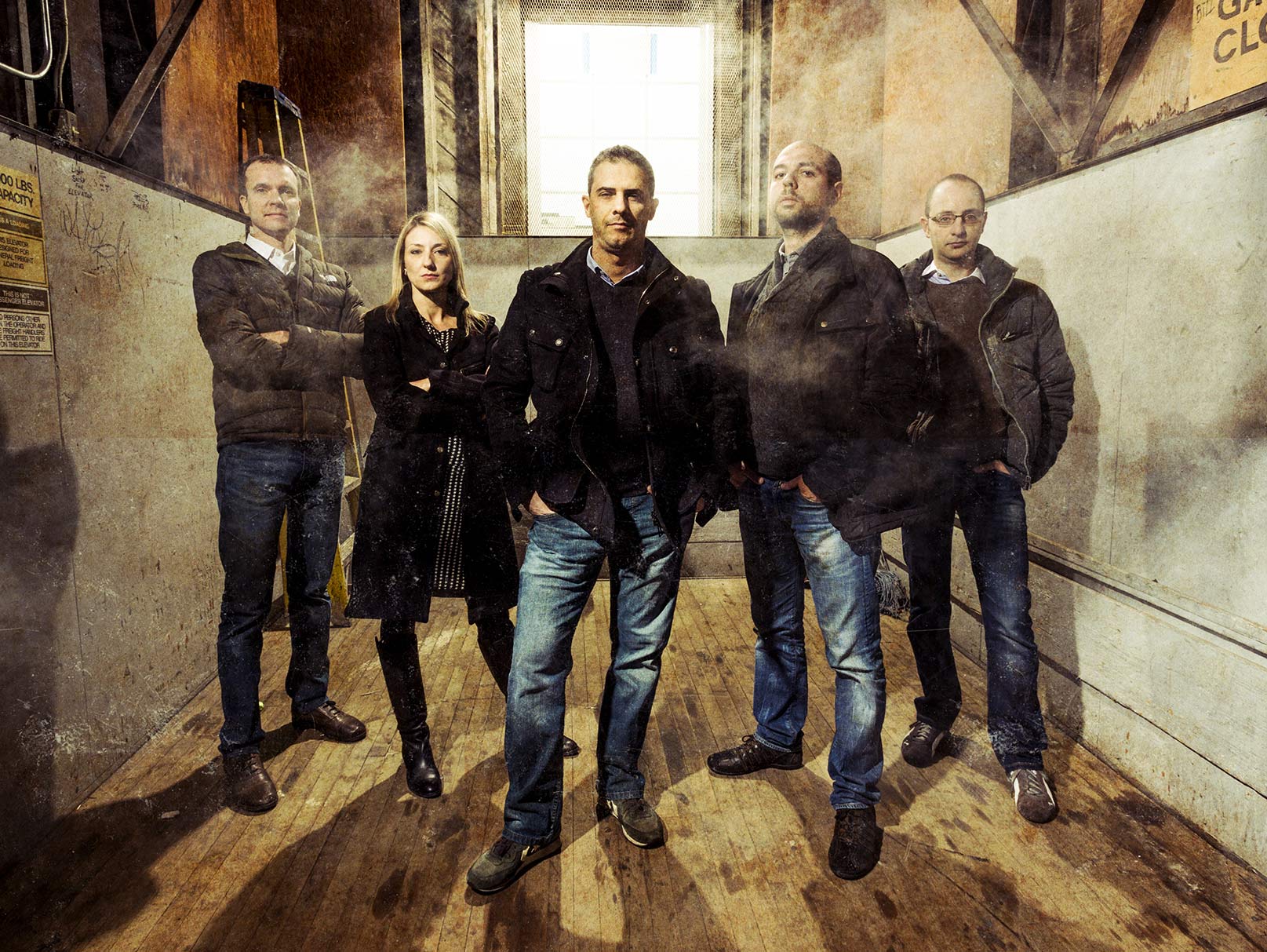 The easydom team pictured in a loading elevator