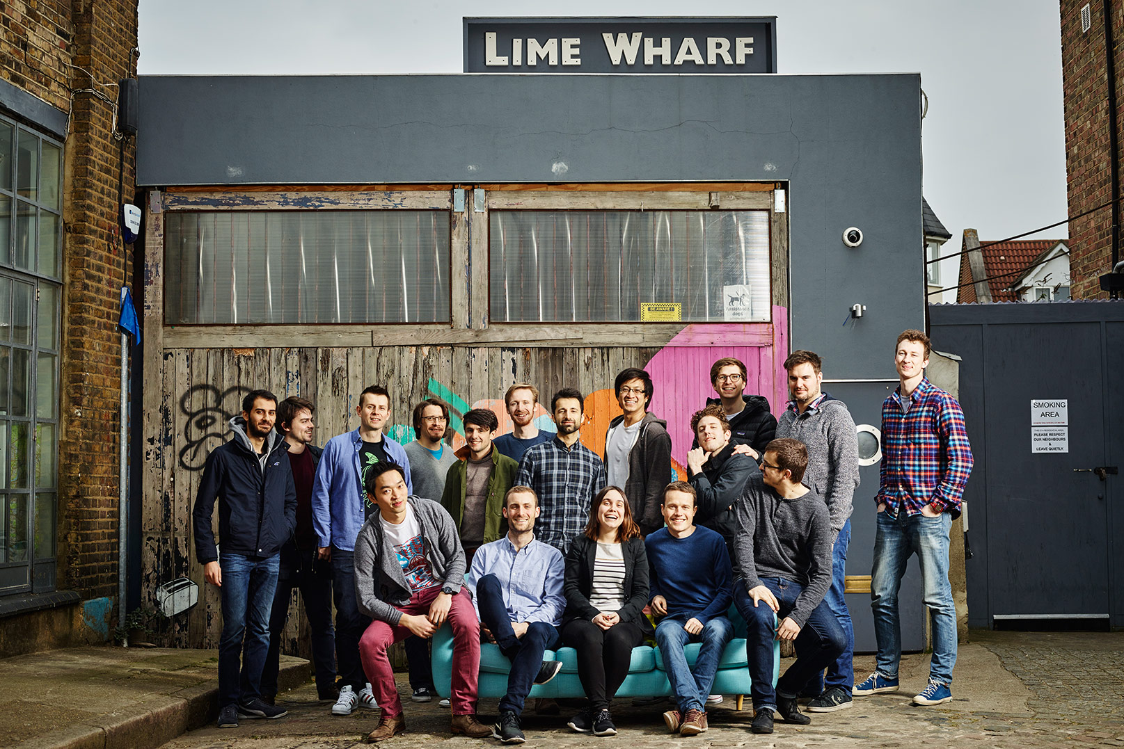 Lounging outside of SAM Labs headquarters in Lime Wharf