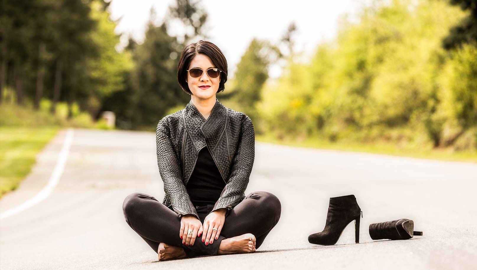 Kiki sitting on the track